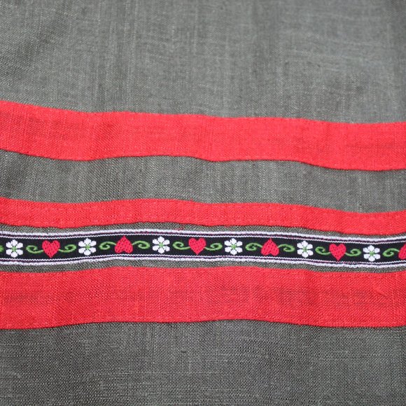 Vintage German Dirndl Green Red Linen Blend Octoberfest Skirt XS/S 25" Waist - Picture 5 of 10